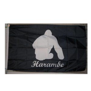 RIP Harambe Gorilla Cincinnati Zoo 3'x5' Black Flag Banner 3 Animal Rights